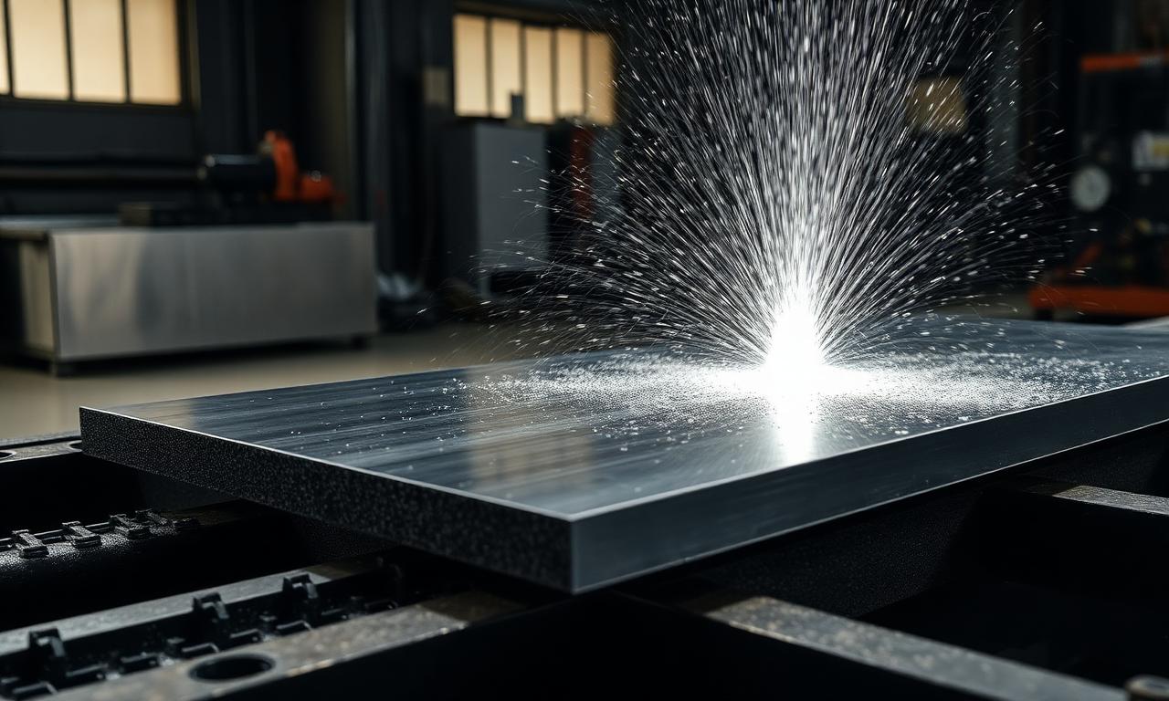 Waterjet cutting thick 316 stainless plate with garnet abrasive stream