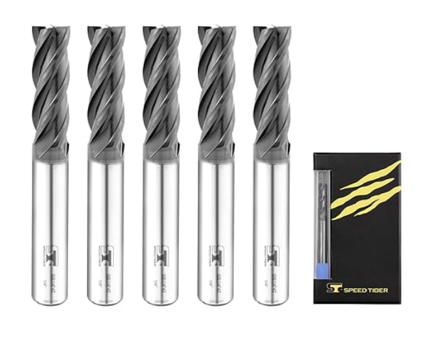 SPEED TIGER 4-Flute Micrograin Carbide End Mill Set (1/4") – 5 Pieces